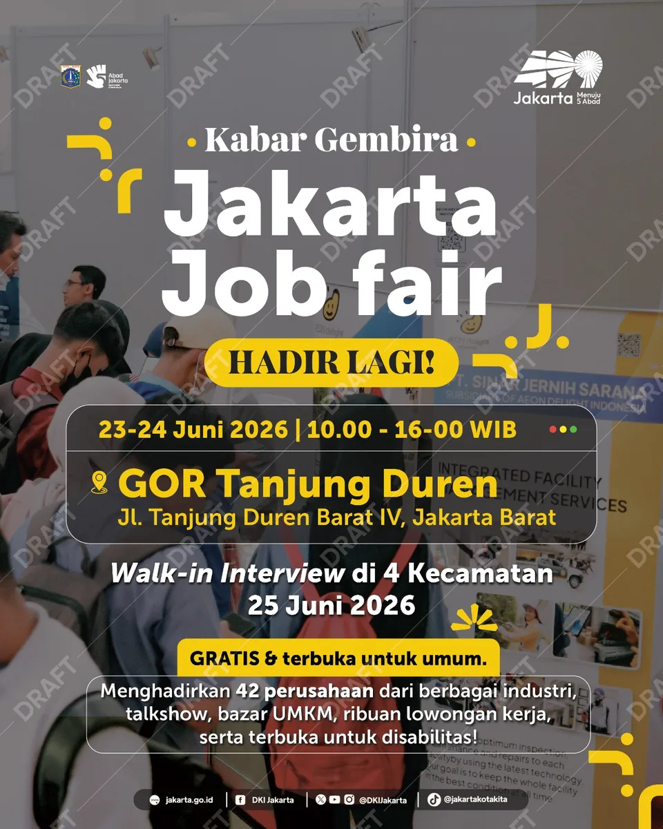 Job Fair Provinsi Papua Pegunungan 2026 (Suku Dinas TKTE Wilayah Provinsi Papua Pegunungan Barat) : 23-24 Juni 2026